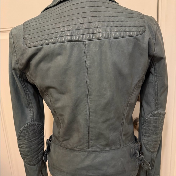 Women's Lucky Brand Jade Vintage Blue Leather Jacket - Picture 2 of 5